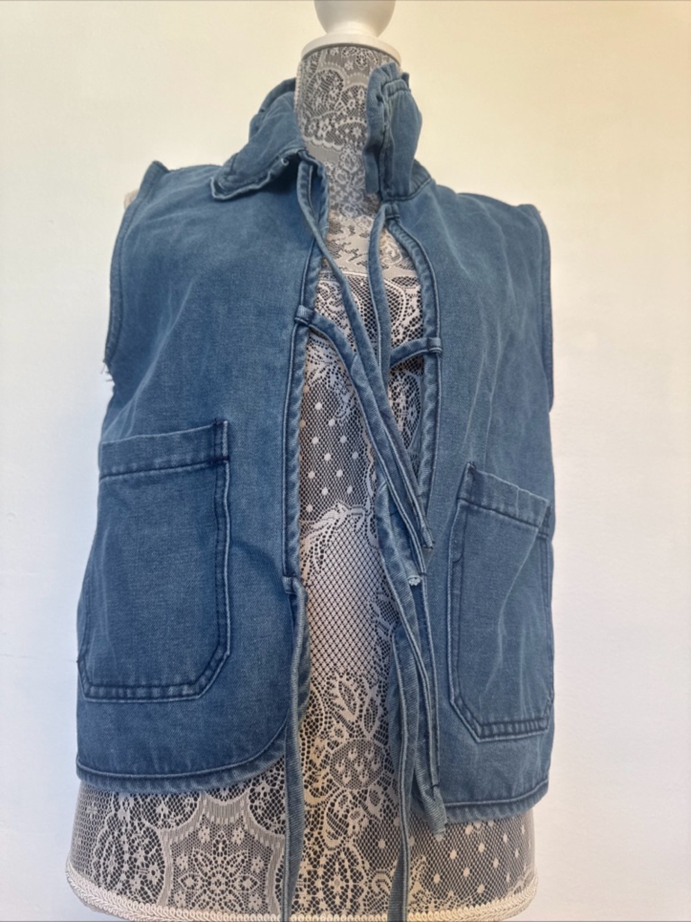 Blue Denim Utility Vest - Women's Jacket & Coat